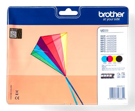 Brother LC223 - 4-pack - svart, gul, cyan, magenta - original - blekkpatron (LC223VALBPDR)