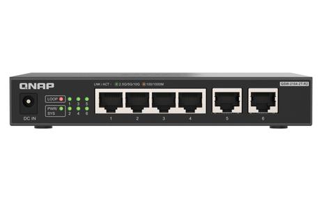 QNAP QSW-2104-2T-R2 6-porters ikke-styrt 10GbE switch, 2x 10GbE RJ45, 4x 2.5GbE RJ45 (QSW-2104-2T-R2)