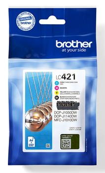BROTHER 4-pack of Black Cyan Magenta and Yellow 200-page standard capacity ink cartridges for DCP-J1050DW MFC-J1010DW and DCP-J11 (LC421VAL)
