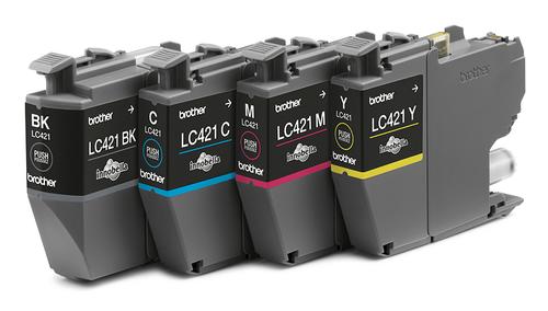 BROTHER 4-pack of Black Cyan Magenta and Yellow 200-page standard capacity ink cartridges for DCP-J1050DW MFC-J1010DW and DCP-J11 (LC421VAL)