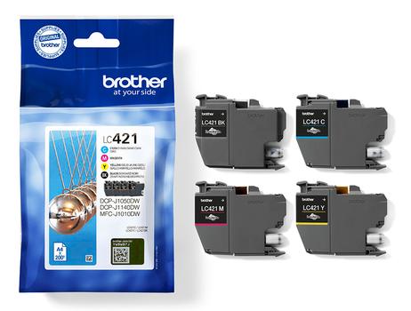 BROTHER LC421VAL 4pack Ink Cartridge up to 200 pages with DR Security Tag (LC421VALDR)