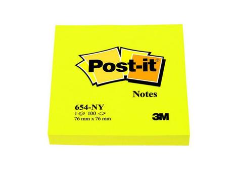 POST-IT Notatblokk POST-IT 76x76 654 neongul (654NY*6)