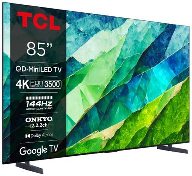 TCL 85" 85C855 QLED Pro 4K Google TV 144Hz QD Mini-LED, Google TV, 4K HDR, Dolby Atmos, 144Hz Gaming TV (85C855)