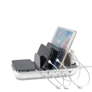 4smarts Family 63W Trådlös Laddningsstation (svart) Upp till 6 enheter, QI, 4xUSB-A, 1x USB-C PD, inkl. kablar (540323)