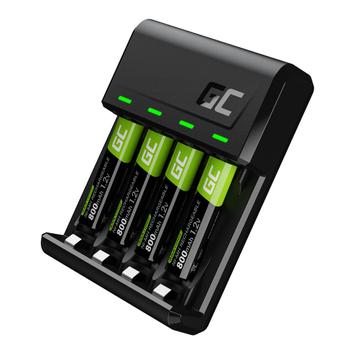 Green Cell GC VitalCharger & 4x AAA HR03 800mAh Rechargeable Batteries (GRSETGC02)