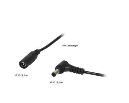 ALLNET Ersatznetzteil zbh. Hohlbuchse -> Hohlstecker Adapterkabel Verlängerung 5,5mm x 2,1mm -> 5,5mm x 2,1mm 3,0m (ALL-Adapt-Ext5.5-3000)