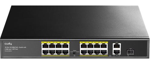 CUDY FS1018PS1 16-Port 10/100M PoE+ Switch 2 Gigabit Uplink 1 SFP Port 200W (FS1018PS1)