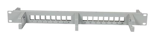 SYNERGY Keystone, Modulträger,  19Patchpanel für 16xTP-Modul,   1HE(t 92mm), Lichtgrau,  mit Kabelbügel,  Synergy 21, (S216386)