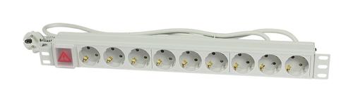 SYNERGY ALLNET 19zbh. Steckdosenleiste,  9xDosen(CEE7)->Stecker(CEE7),  Schalter, Lichtgrau,  Synergy 21 (S215392V4)