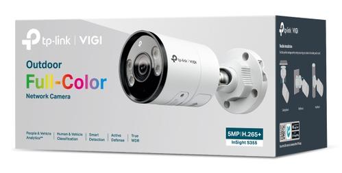 TP-LINK 5MP Full-Color Bullet Network Camera SPEC: 5MP,  6mm Fixed Lens,  1/2.7â Progressive Scan CMOS,  H.265+/ H.265/ H.264+/ H.264,   IR/White LED,  25fps/ 30fps (2880x1620),   IP67, Web,  PoE/DC 12V, 120dB WD (InSight S355(6mm))