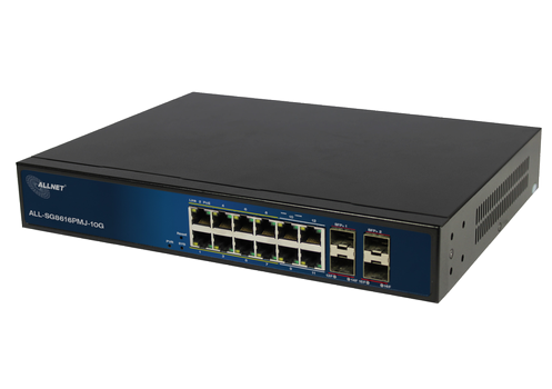 ALLNET Switch full managed Layer2+ 16 Port • 12x GbE • PoE Budget 130W • 8x PoE at • 4x Giga LAN • 4x SFP+ • 19 • ALL-SG8616PMJ-10G (ALL-SG8616PMJ-10G)