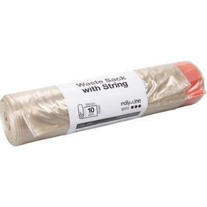 _ Sække med snøreluk, 100 l, klar, LDPE/ genanvendt,  70x100cm inkl. kanal (1999918063*10)