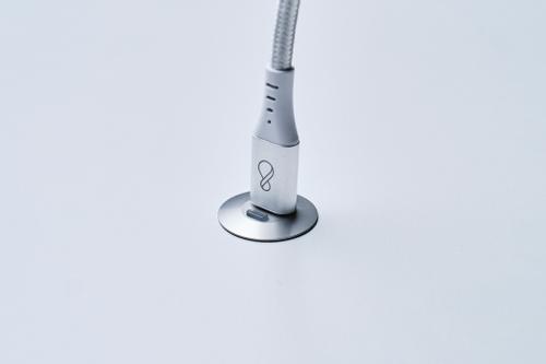 OCHNO Socket with RGB Button | USB-C outlet w. locking screw 1m cable | Bord, infÃ¤lld plant | Aluminium (O-SWO-100-1)