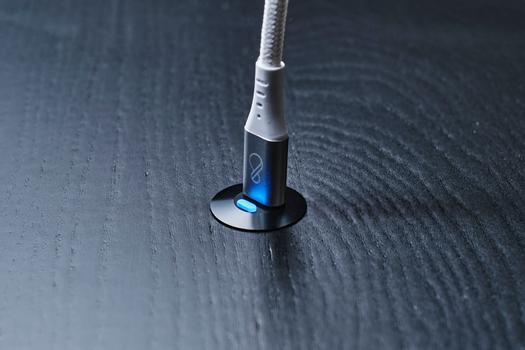 OCHNO Socket with RGB Button | USB-C outlet w. locking screw 1m cable | Bord, infÃ¤lld plant | Svart (O-SWO-100-S-1)