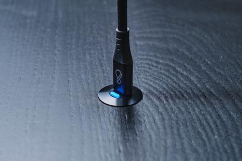 OCHNO Socket with RGB Button | USB-C outlet w. locking screw 1m cable | Table, flush installed | Black (O-SWO-100-S-1)