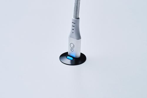 OCHNO Socket with RGB Button | USB-C outlet w. locking screw 1m cable | Table, flush installed | Black (O-SWO-100-S-1)