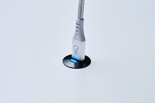 OCHNO Socket with RGB Button | USB-C outlet w. locking screw 1m cable | Bord, infÃ¤lld plant | Svart (O-SWO-100-S-1)