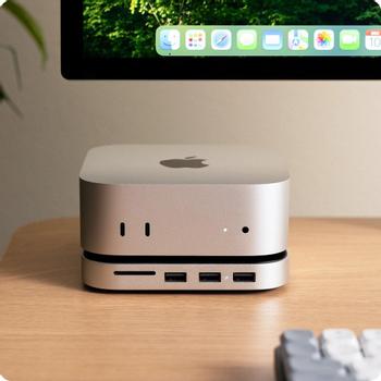 SATECHI Mac Mini M4 Stand & Hub with SSD Enclosure (ST-GNMMES)