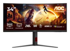 AOC Gaming CU34G4Z - 34 Zoll WQHD Curved Monitor, 240 Hz, FreeSync Prem., HDR400 (3440x1440, 1ms GtG, 2x HDMI 2.1, 1x DisplayPort 1.4, USB Hub) schwarz-rot