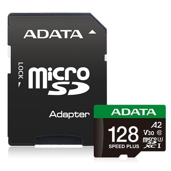 A-DATA SPEED PLUS - flash memory card - 128 GB - SDXC UHS-I (UD128GUI3V30A2SP-RA1)