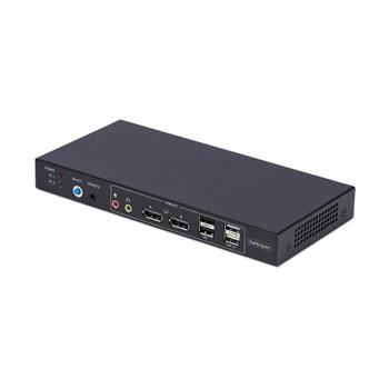 STARTECH 2-Port Dual-Monitor DisplayPort KVM Switch with Dual View Video Matrix 4K 60Hz 4x USB Hub Ports TAA Compliant (P2ADD121D-KVM-SWITCH)