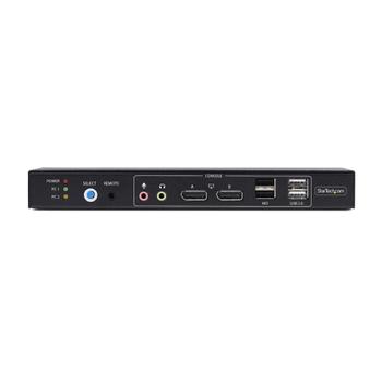 STARTECH 2-Port Dual-Monitor DisplayPort KVM Switch with Dual View Video Matrix 4K 60Hz 4x USB Hub Ports TAA Compliant (P2ADD121D-KVM-SWITCH)