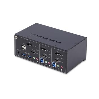 STARTECH 2-Port Dual-Monitor DisplayPort and HDMI KVM Switch 4K 60Hz 2-Port USB 5Gbps Hub 2x USB HID Ports TAA Compliant (P2ADDH462-KVM-SWITCH)