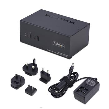 STARTECH 2-Port Dual-Monitor DisplayPort and HDMI KVM Switch 4K 60Hz 2-Port USB 5Gbps Hub 2x USB HID Ports TAA Compliant (P2ADDH462-KVM-SWITCH)