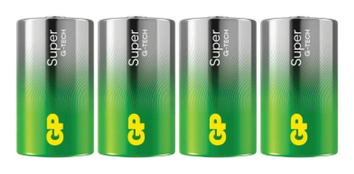 GP Super Alkaline Battery, Size D, 13A/LR20, 1.5V, 4-pack (151486)