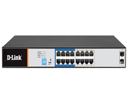 D-LINK 16 Ports GE PoE(30W) + 2 Ports SFP Unmanaged Switch, 240W (DGS-1018P/E)