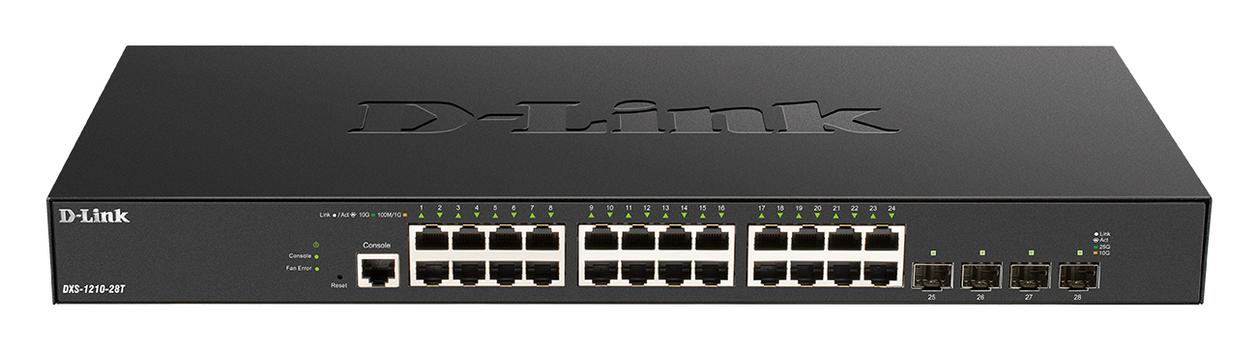 D-LINK DXS 1210-28T - 28-porters 10GbE smart switch - 24 x 10GBase-T + 4 x 25 Gigabit SFP28 - rackmonterbar (DXS-1210-28T)