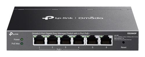 TP-LINK k Omada ES206GP V1 - Switch - Managed - 4 x 10/ 100/ 1000 (PoE+) + 2 x 10/ 100/ 1000 - desktop, wall-mountable - PoE+ (65 W) (ES206GP)