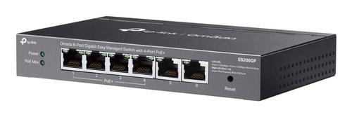TP-LINK k Omada ES206GP V1 - Switch - Managed - 4 x 10/ 100/ 1000 (PoE+) + 2 x 10/ 100/ 1000 - desktop, wall-mountable - PoE+ (65 W) (ES206GP)
