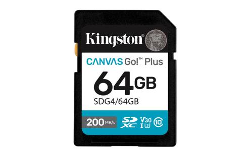 KINGSTON 64GB SDXC Canvas Go Plus Gen4 200MB/s C10 UHS-I U3 V30 (SDG4/64GB)