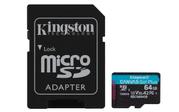 Kingston 64GB Canvas Go Plus Gen4 microSD-kort, UHS-I, U3, V30, A2, inkludert SD-adapter