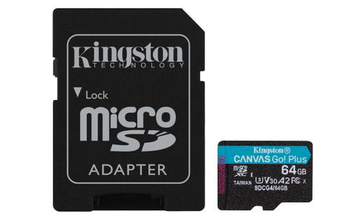 KINGSTON 64GB microSDXC Canvas Go Plus Gen4 200MB/s A2 U3 V30 Card + Adapter (SDCG4/64GB)