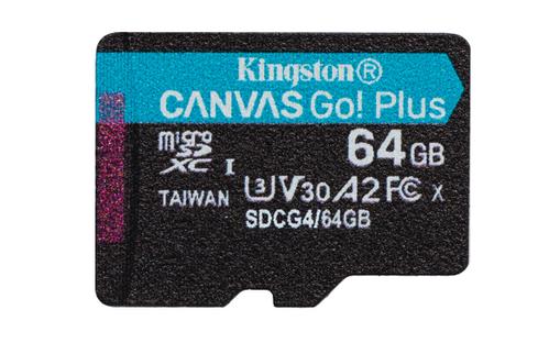 KINGSTON 64GB microSDXC Canvas Go Plus Gen4 200MB/s A2 U3 V30 Card + Adapter (SDCG4/64GB)