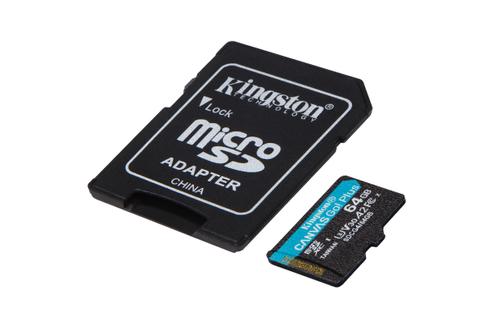 KINGSTON 64GB microSDXC Canvas Go Plus Gen4 200MB/s A2 U3 V30 Card + Adapter (SDCG4/64GB)