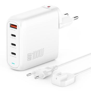 4smarts GaN Flex Pro 100W Vegglader 1xUSB-A, 3xUSB-C, inkl. strømkabel (544100)