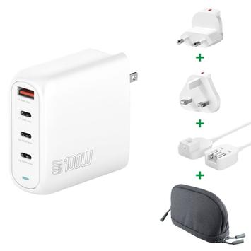 4smarts GaN Flex Pro Wall Charger 3x USB-C/1x USB-A 100W, Travel Adapter - White (545100)