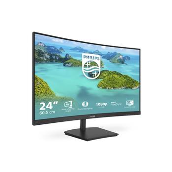 PHILIPS E-line 241E1SCA - LED monitor - curved - 24" (23.6" viewable) - 1920 x 1080 Full HD (1080p) @ 75 Hz - VA - 250 cd/m² - 3000:1 - 4 ms - HDMI, VGA - speakers - textured black (241E1SCA/00)
