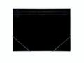 Q-Line Elastikmappe Q-Line A4 sort m/3 klapper & elastik blank