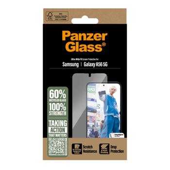 PanzerGlass Galaxy A56 5G Skjermbeskytter Ultra wide fit, laget av 60% resirkulert glass (PGRNUWFG38380)