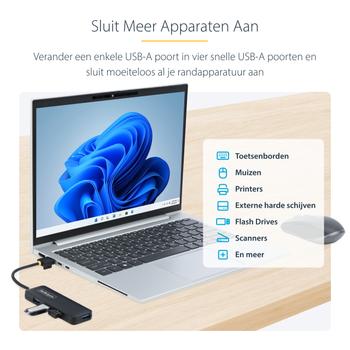 STARTECH 4-PORT USB-A HUB 5GBPS USB BUS POWERED CTLR (H5A4A-USB-HUB)