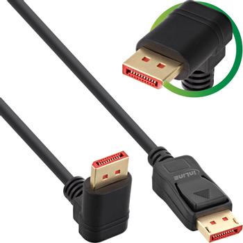 INLINE DisplayPort 1.4 cable, 8K4K, downward angled, black/ gold,  3m (17153U)