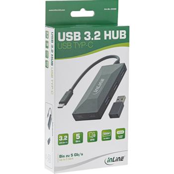 INLINE USB 3.2 Gen.1 Hub, USB-C to 2 Port USB-C and 3 Port USB-A, w/o PSU (35399)