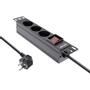 INLINE 10" PDU, 3-port protective socket, with switch, 2m, black (16420K)