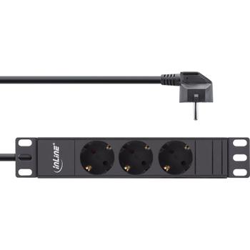 INLINE 10" socket strip, 3-way protective contact, without switch, 2m, black (16420I)