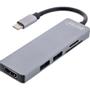 INLINE Multifunctional hub USB 3.2 Gen.1, 2x USB-A 5Gbps + HDMI 4K/30Hz + card reader, aluminium, grey