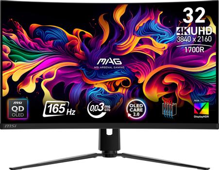 MSI 32" 4K curved gamingskärm MAG 321CUP QD-OLED 3840x2160 QD-OLED, 165hz, 0.03ms, 15m:1, HDR400, HDMI/ DP/ USB-C (MAG 321CUP QD-OLED)